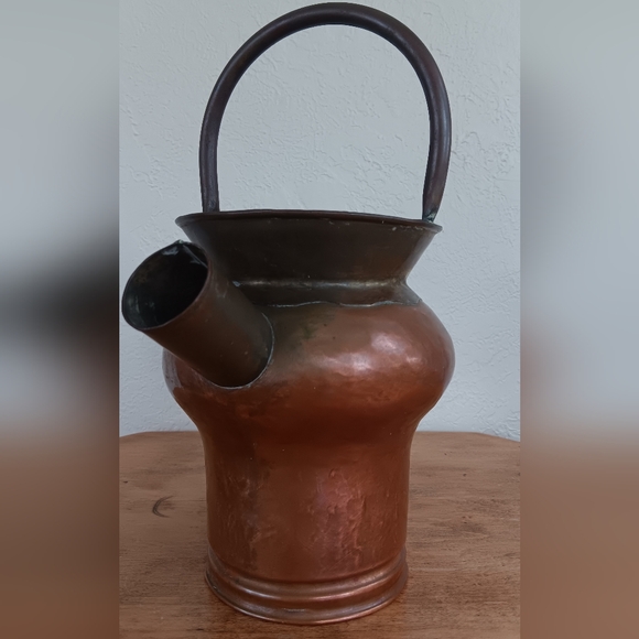 Vintage Copper Watering Can Made in Belgium Brass Accents Dual Handles - Picture 3 of 6